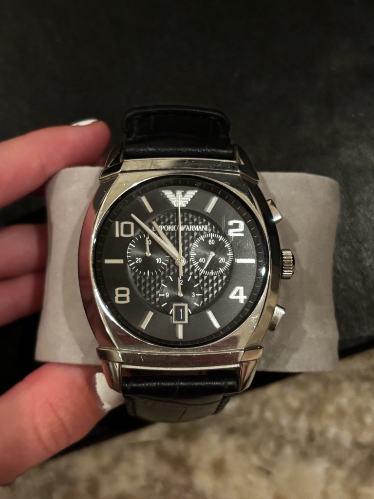 Emporio Armani Black Dial Stainless Chronograph Watch